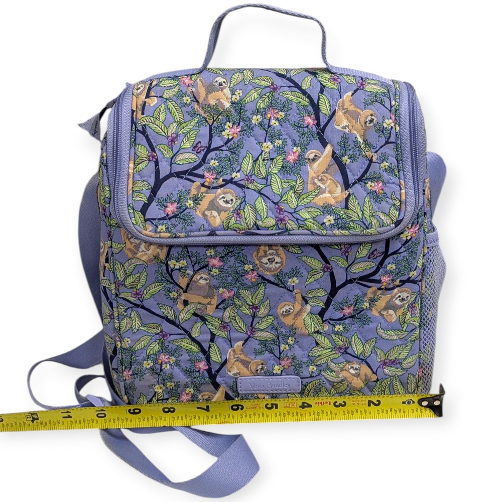 Vera Bradley Sloth Quilted Insulated Lunch Cooler Bag Purple Adjustable Strap - Picture 2 of 8